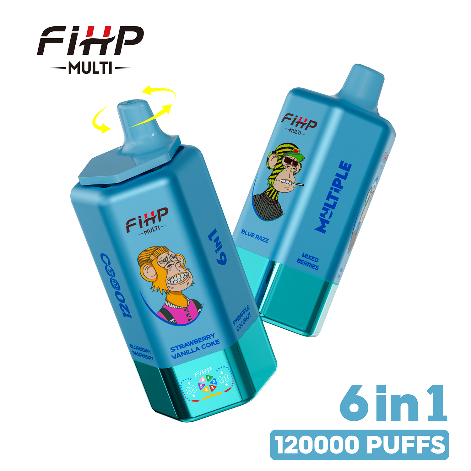 FIHP 120K 6-in-1 120000 Puffs 5% | Pineapple Coconut&Blue Razz&Mixed Berries &Mango Peach&Blueberry Raspberry&Strawberry Vanilla Coke - Buysnuseveryday