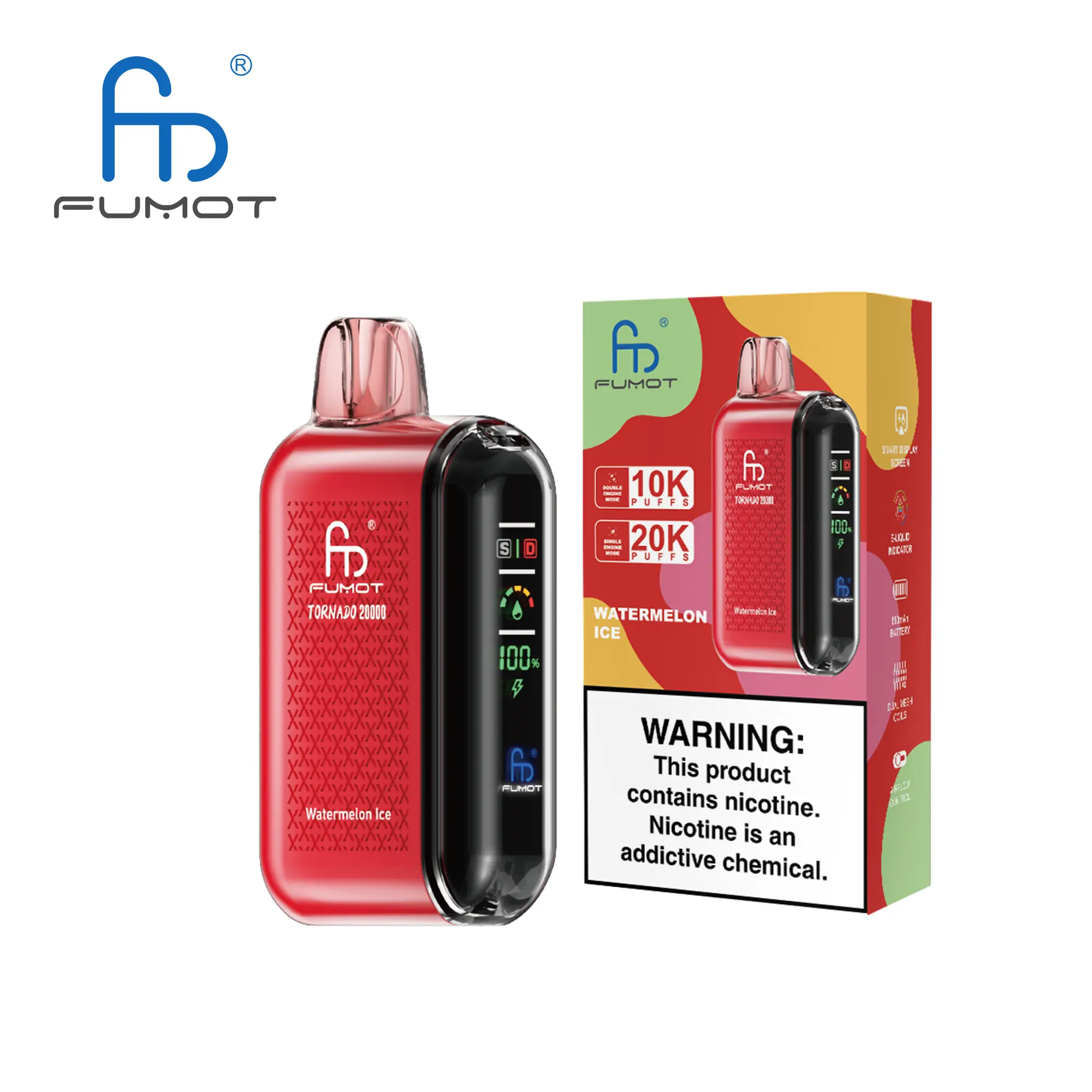 Fumot Tornado 20000 Puffs Vape ｜Watermelon Ice｜5% - Buysnuseveryday