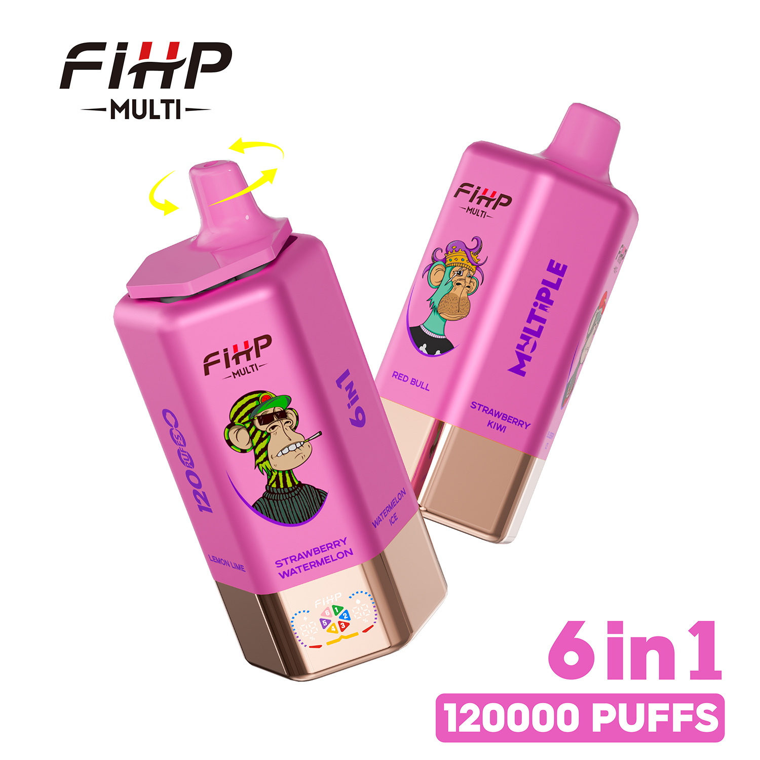 FIHP 120K 6-in-1 120000 Puffs 5% | Watermelon Ice&Red Bull&Strawberry Kiwi &Blueberry Ice&Lemon Lime&Strawberry Watermelon - Buysnuseveryday