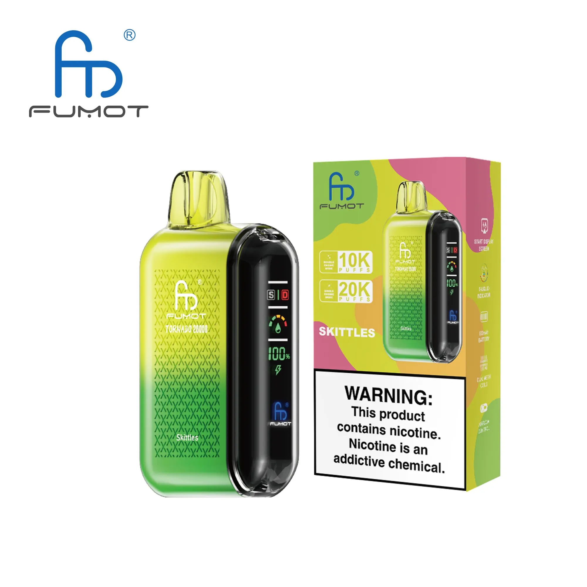 Fumot Tornado 20000 Puffs Vape ｜Skittles｜5% - Buysnuseveryday