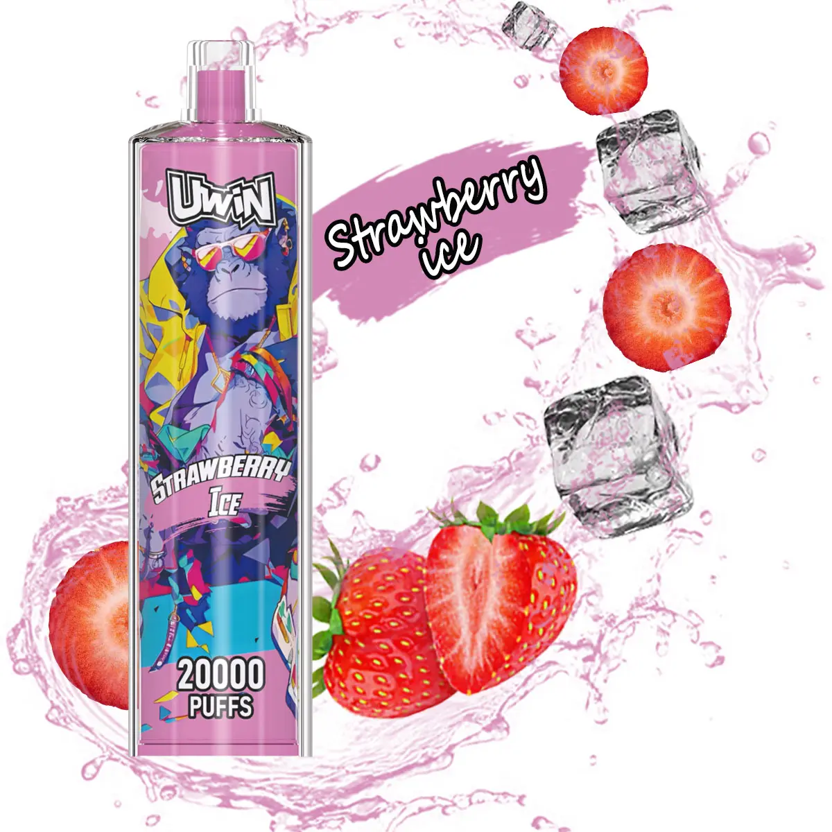 Uwin SHISHA HOOKAH Crystal 20000 Puffs｜Strawberry Ice｜5% - Buysnuseveryday