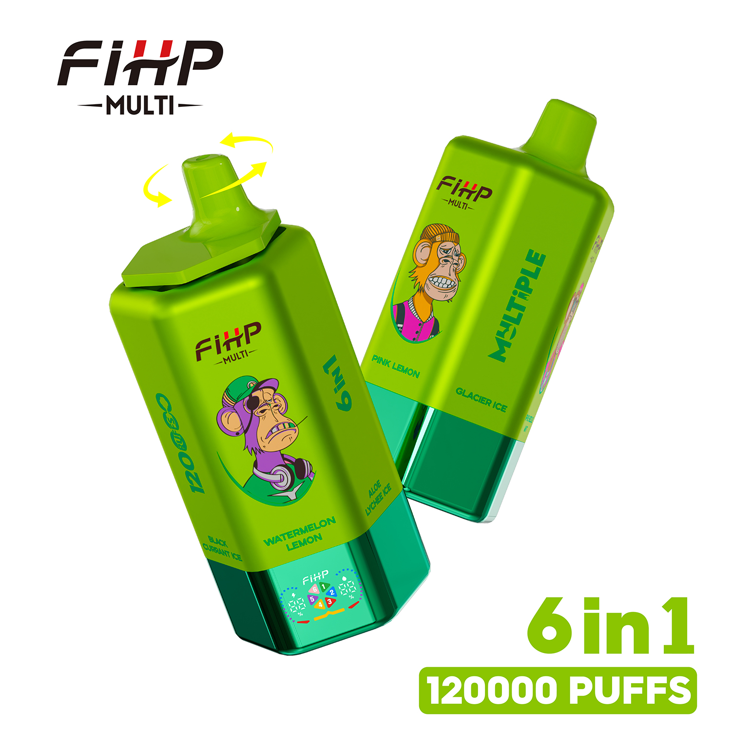 FIHP 120K 6-in-1 120000 Puffs 5% | Aloe Lychee Ice&Pink Lemon&Glacier Ice &Pine Needle Mint&Black Currant Ice&Watermelon Lemon - Buysnuseveryday